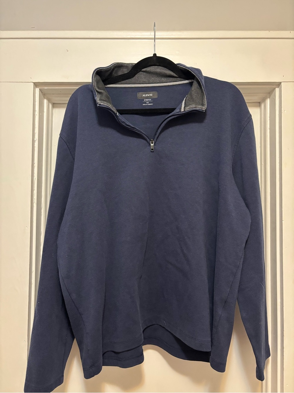 Alfani Men's Navy Half-Zip Sweater with Gray Trim